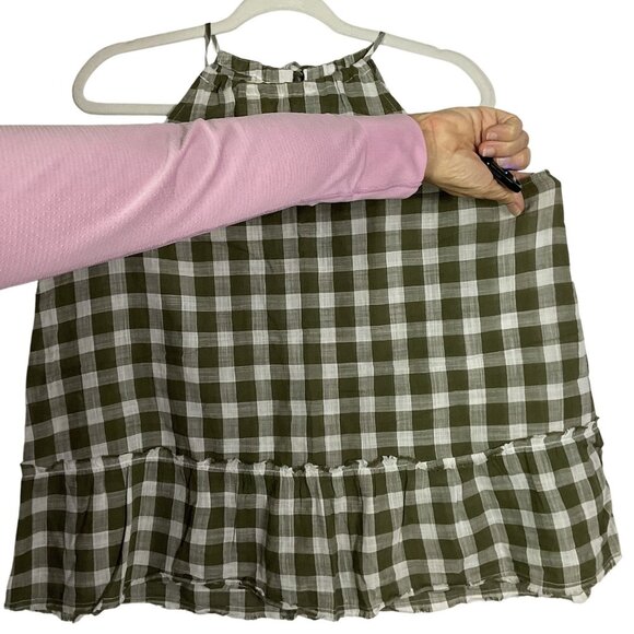 Cloth & Stone Gingham Halter Top, size large, 100% cotton, green & white - Picture 6 of 16